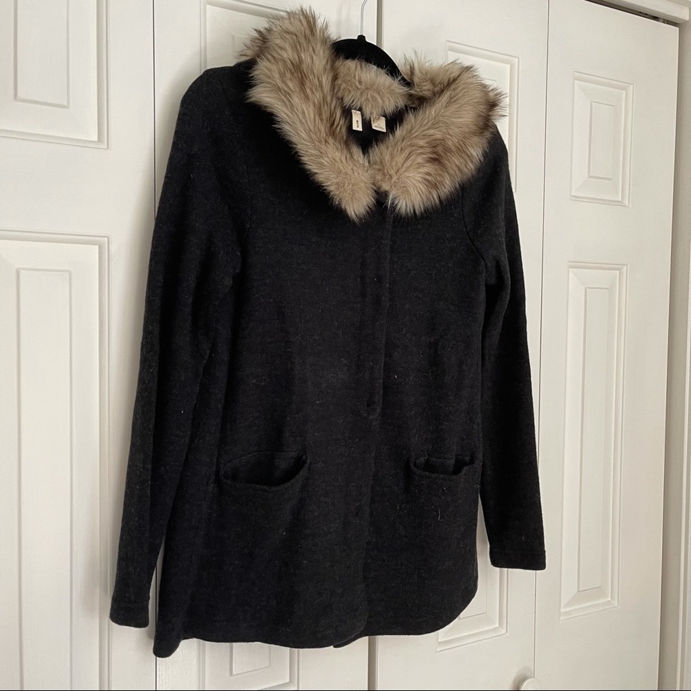 🎉HOST PICK🎉 Anthropologie Moth faux fur gray sweater - Picture 3 of 15